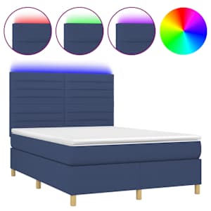Box spring postel s matrací a LED modrá 140x190 cm textil - obrázek 2