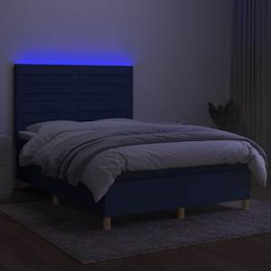 Box spring postel s matrací a LED modrá 140x190 cm textil - obrázek 4