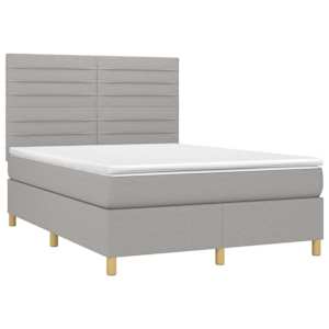 Box spring postel s matrací a LED světle šedá 140x200 cm textil - obrázek 3