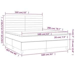 Box spring postel s matrací a LED světle šedá 160x200 cm textil - obrázek 8