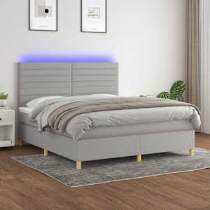 Box spring postel s matrací a LED světle šedá 160x200 cm textil - obrázek 1