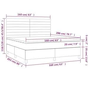 Box spring postel s matrací a LED černá 160x200 cm textil - obrázek 8