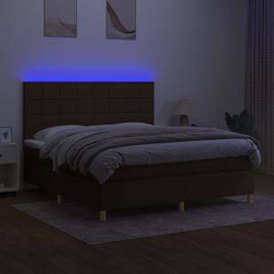 Box spring postel s matrací a LED tmavě hnědá 160x200 cm textil - obrázek 4