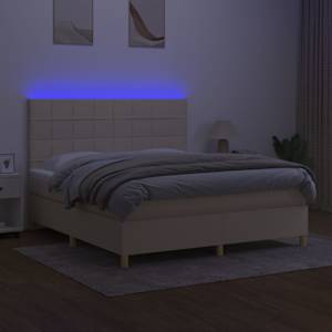 Box spring postel s matrací a LED krémová 160x200 cm textil - obrázek 4