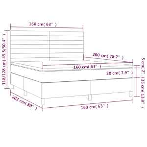 Box spring postel s matrací a LED krémová 160x200 cm textil - obrázek 8