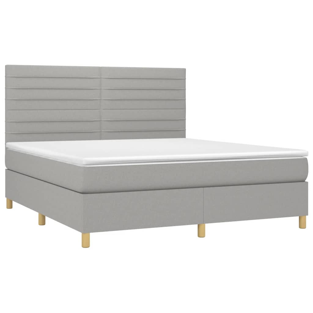 Thumbnail - vidaXL Boxspringbett mit Matratze & LED Hellgrau 180x200 cm Stoff