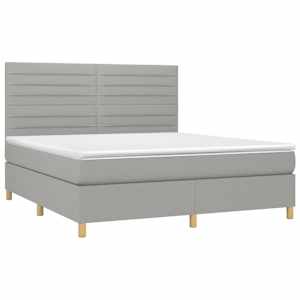 Box spring postel s matrací a LED světle šedá 180x200 cm textil - obrázek 3