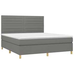 Box spring postel s matrací a LED tmavě šedá 180x200 cm textil - obrázek 3