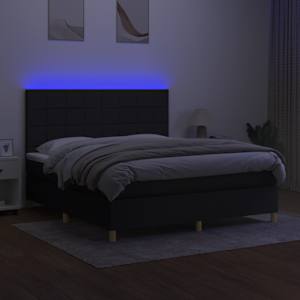 Box spring postel s matrací a LED černá 180x200 cm textil - obrázek 4