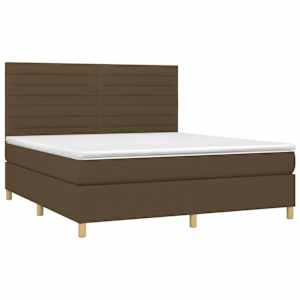 Box spring postel s matrací a LED tmavě hnědá 180x200 cm textil - obrázek 3