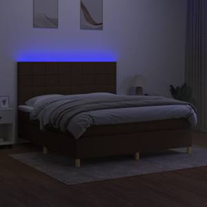 Box spring postel s matrací a LED tmavě hnědá 180x200 cm textil - obrázek 4