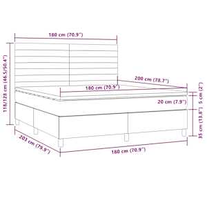 Box spring postel s matrací a LED tmavě hnědá 180x200 cm textil - obrázek 8