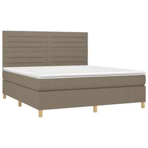 Box spring postel s matrací a LED taupe 180x200 cm textil - obrázek 3