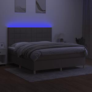 Box spring postel s matrací a LED taupe 180x200 cm textil - obrázek 4