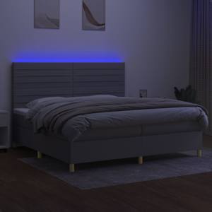 Box spring postel s matrací a LED světle šedá 200x200 cm textil - obrázek 4