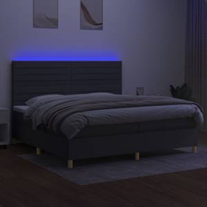 Box spring postel s matrací a LED tmavě šedá 200x200 cm textil - obrázek 4