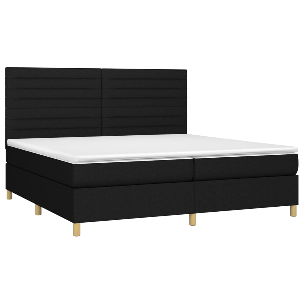 vidaXL Boxspring met matras en LED stof zwart 200x200 cm afbeelding