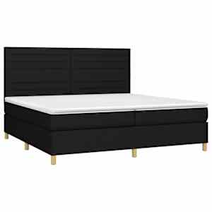 Box spring postel s matrací a LED černá 200x200 cm textil - obrázek 3