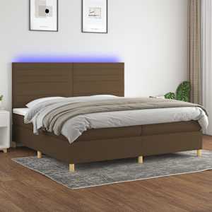 Box spring postel s matrací a LED tmavě hnědá 200x200 cm textil - obrázek 1