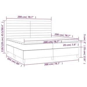Box spring postel s matrací a LED taupe 200x200 cm textil - obrázek 8