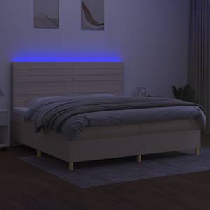 Box spring postel s matrací a LED krémová 200x200 cm textil - obrázek 4