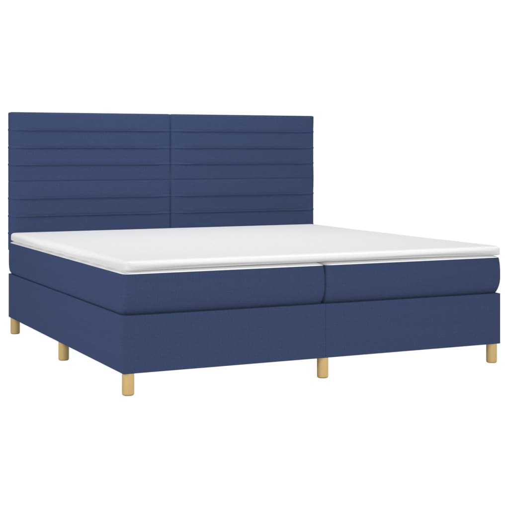 vidaXL Boxspring met matras en LED stof blauw 200x200 cm afbeelding