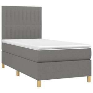 Box spring postel s matrací a LED tmavě šedá 80 x 200 cm textil - obrázek 3
