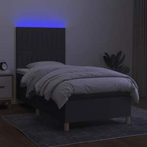Box spring postel s matrací a LED tmavě šedá 80 x 200 cm textil - obrázek 4
