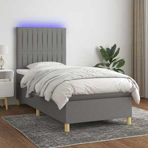 Box spring postel s matrací a LED tmavě šedá 80 x 200 cm textil - obrázek 1