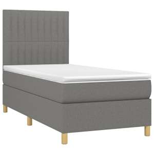 Box spring postel s matrací a LED tmavě šedá 90x190 cm textil - obrázek 3