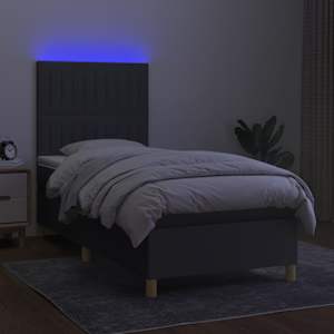 Box spring postel s matrací a LED tmavě šedá 90x190 cm textil - obrázek 4