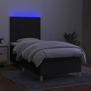 Box spring postel s matrací a LED černá 90x200 cm textil - obrázek 4