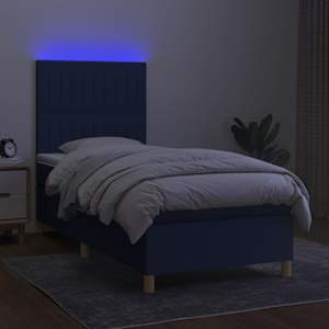Box spring postel s matrací a LED modrá 100x200 cm textil - obrázek 4