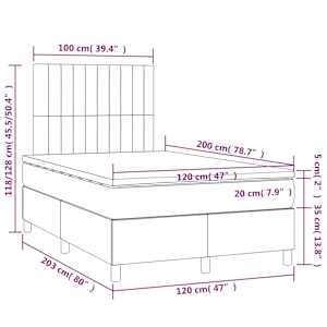 Box spring postel s matrací a LED světle šedá 120x200 cm textil - obrázek 8