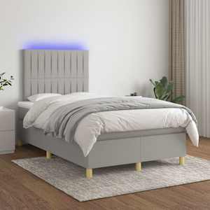 Box spring postel s matrací a LED světle šedá 120x200 cm textil - obrázek 1