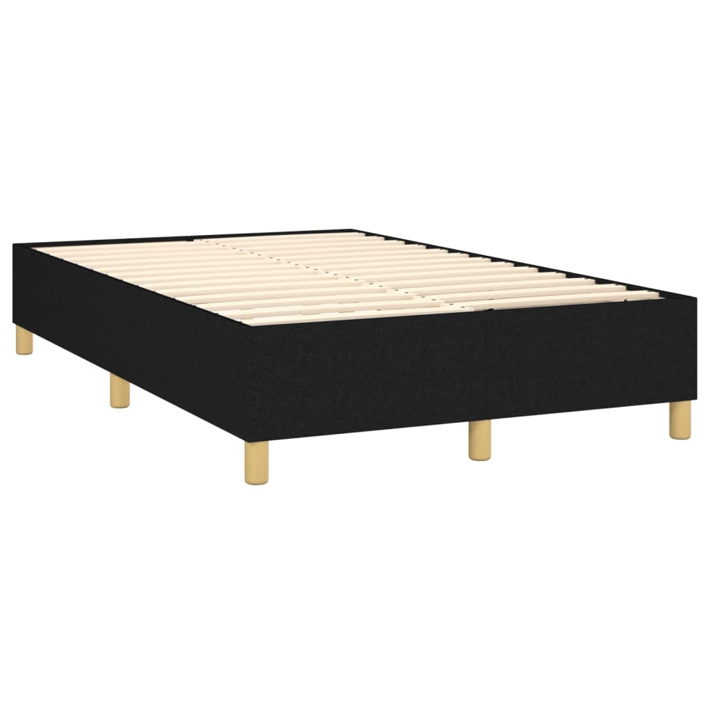 Fekete szövet rugós és LED-es ágy matraccal 120 x 200 cm 