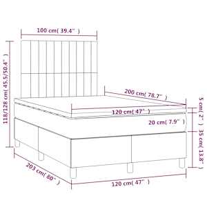 Box spring postel s matrací a LED taupe 120 x 200 cm textil - obrázek 8