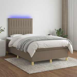 Box spring postel s matrací a LED taupe 120 x 200 cm textil - obrázek 1