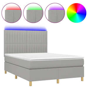 Box spring postel s matrací a LED světle šedá 140x190 cm textil - obrázek 2