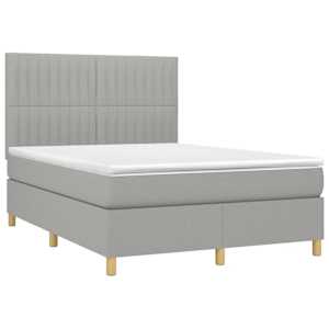 Box spring postel s matrací a LED světle šedá 140x190 cm textil - obrázek 3