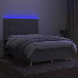Box spring postel s matrací a LED světle šedá 140x190 cm textil - obrázek 4