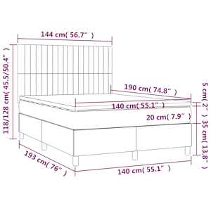 Box spring postel s matrací a LED světle šedá 140x190 cm textil - obrázek 8