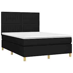 Box spring postel s matrací a LED černá 140x190 cm textil - obrázek 3