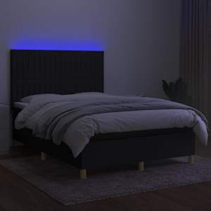 Box spring postel s matrací a LED černá 140x190 cm textil - obrázek 4