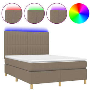 Box spring postel s matrací a LED taupe 140x190 cm textil - obrázek 2