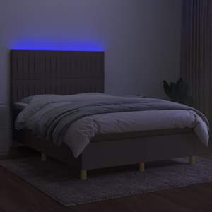 Box spring postel s matrací a LED taupe 140x190 cm textil - obrázek 4