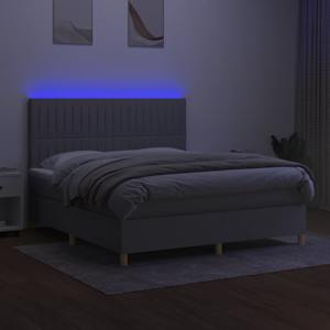 Box spring postel s matrací a LED světle šedá 160x200 cm textil - obrázek 4