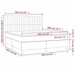 Box spring postel s matrací a LED světle šedá 160x200 cm textil - obrázek 8