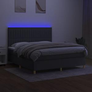 Box spring postel s matrací a LED tmavě šedá 160x200 cm textil - obrázek 4