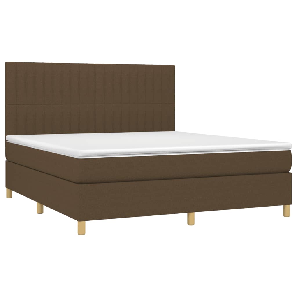 Thumbnail - vidaXL Boxspringbett mit Matratze & LED Dunkelbraun 160x200 cm Stoff